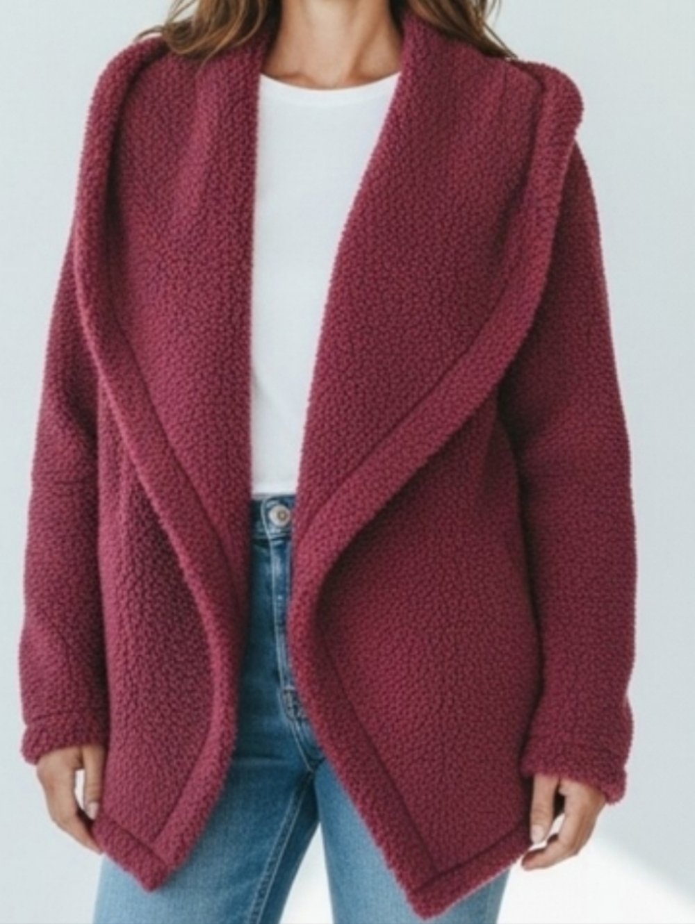 Cranberry Sherpa Open Jacket - S